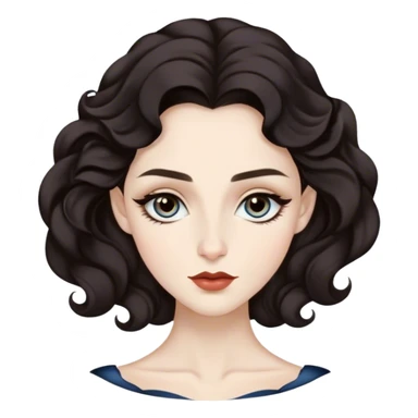 Laufey's porcelain skin, almond eyes, arched brows, petite nose, full lips, and wavy dark hair exude timeless elegance. sticker