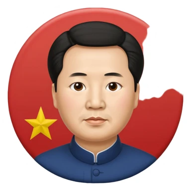 Mao Zedong emoji, round face, iconic hairstyle, minimal details, apple style sticker