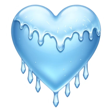 An ice blue heart with frost spidering across it and icicles dripping from it sticker
