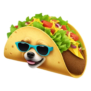 a taco eating a dog wearing sunglasses  sticker