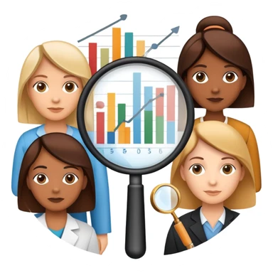 An icon featuring a group of diverse people, interconnected by lines, symbolizing sociology. The design includes a magnifying glass and a bar chart, representing the study of societies and social structures. Transparent background highlights the analysis of human behavior and social dynamics. sticker