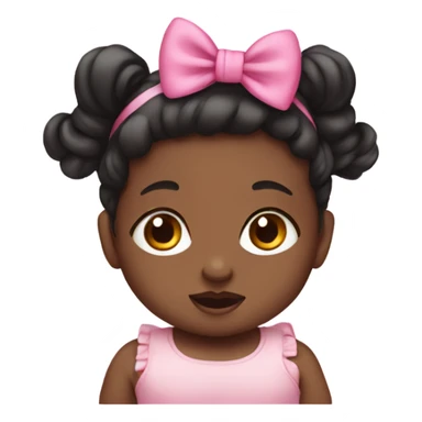  baby with dark hair and  pink bow headband sticker