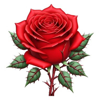 Deep red (#7A0F1E) no gradients, transparent background, high contrast, clean gothic aesthetic, designed to be readable at 128x129px a red rose wrapped around a bomb covered in thorns sticker