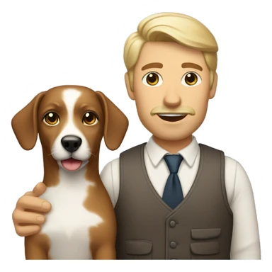 husband and wife with small white and brown dog sticker