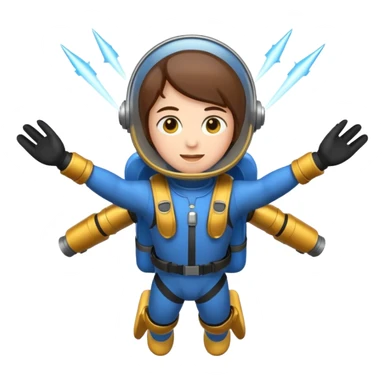 Erstelle mir einen Fallschirmspringer im emoji style mit einem Motor hinten dran  sticker