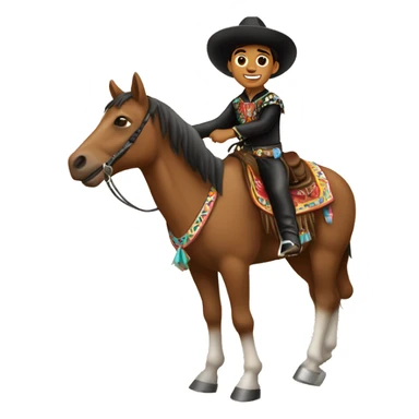 Mexican brown skin boy Charro on a horse  sticker