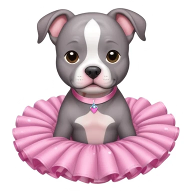 Grey Pibble in a tutu , surrounded by clear bubbles  sticker