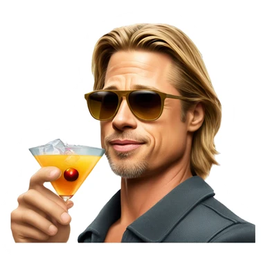 Brad Pitt with sunglass and an Cocktail in his Hand with Holiday vibes sticker