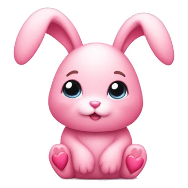 Cute pink bunny with love hearts sticker