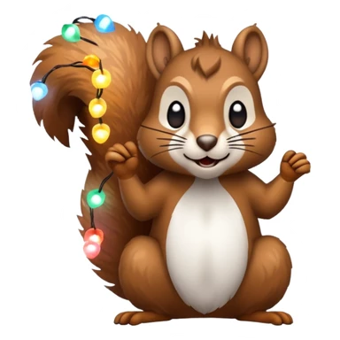 deranged squirrel covered in Christmas lights with snow  sticker