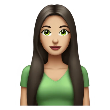 beautiful girl with long dark brown straight hair and green eyes and big pink lips sticker
