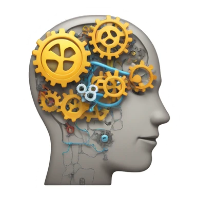 technological brain with working cogs sticker