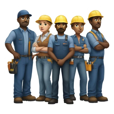 blue collar workers photorealistic serious sticker