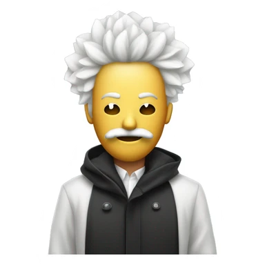 Créer un emoji de fumeur de cannabis cbd blanc avec des cheveux long un masque et un manteau noir  sticker