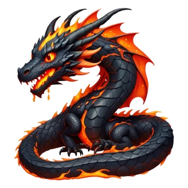 A lava-drenched dragon with molten veins and obsidian scales that shimmer with heat, magma serpent sticker