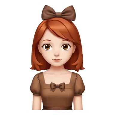 girl with reddish blunt hair and with and 2 bows brown dress sticker