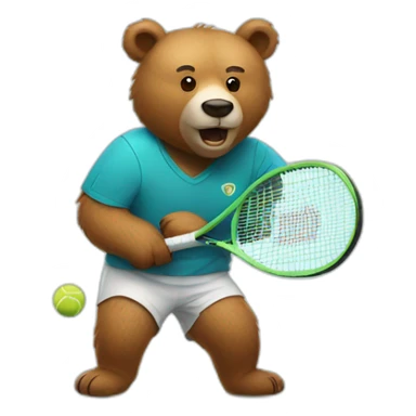 bear playing tennis sticker
