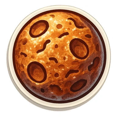 Add more rocky details, deeper pitted marks, and rougher patches to the Mercury planet emoji, keeping the same retro stickers style and transparent background. sticker