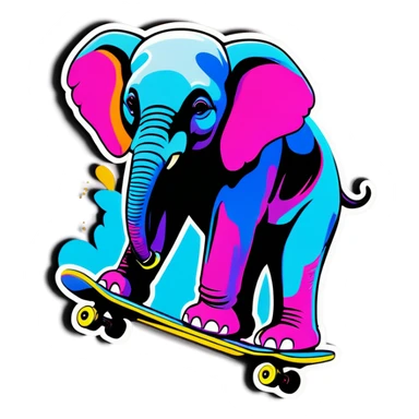 Realist Elephant skateboarding with y2k drip and shades  sticker