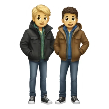 two boys in jackets sticker