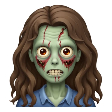 Make a zombie emoji with wavy hair castanho,long hair sticker