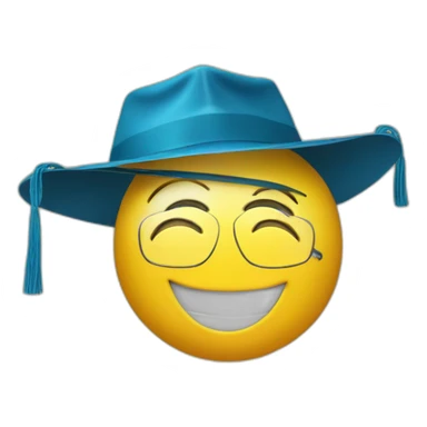 happy yellow emoji head with glasses and with mortarboard on its head sticker