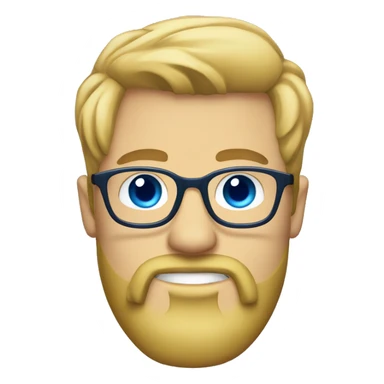 hipster man with a scruffy long goatee and glasses, blue eyes, short blonde hair sticker