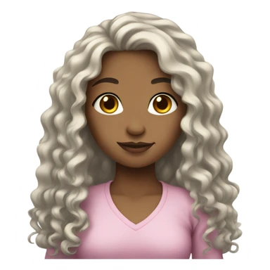 Girl with light skin and long curly black hair sticker