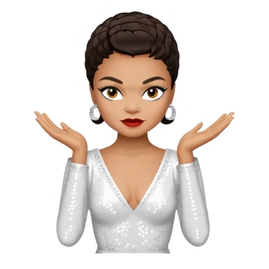 Eartha Kitt with dark brown hair, white sequin outfit sticker