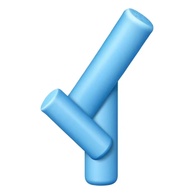 Blue foam stick with caps on top and bottom, front view sticker
