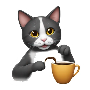 A cat drinking coffee  sticker