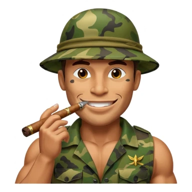 brauny cool jungle commando smoking a cigar with a grin sticker