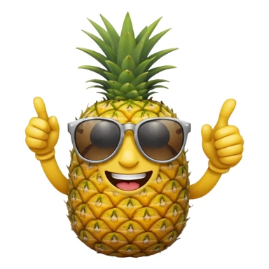 pineapple emoji with sunglasses, smiling, giving a thumbs up sticker