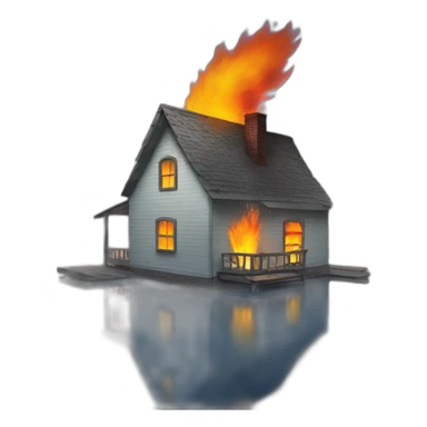 a house in fire in a lake sticker