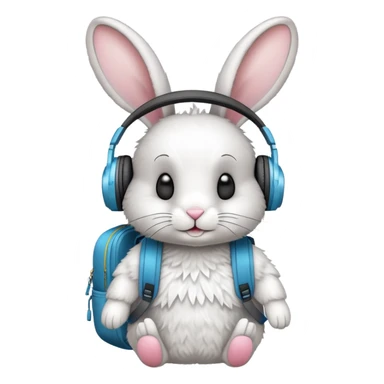 rabbit with headphones and backpack sticker