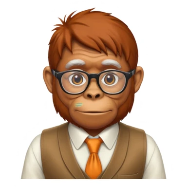 Orangutan secretary, old, glasses, vest sticker