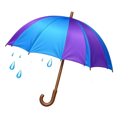 umbrella with rain, vibrant colors sticker