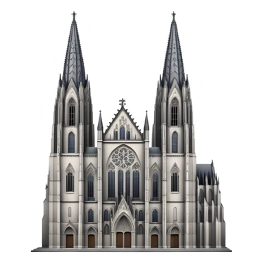 Cinematic Realistic Cologne Cathedral Landmark Emoji, showcasing Gothic architecture rendered with detailed stone textures and majestic, dynamic lighting. two tall  tall towers on the left side and an opening on the lower right sticker