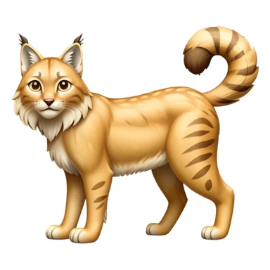 Cinematic-Lynx-Realistic-Full-Body-Standing on all fours-Emoji – Tail flicking slightly, head tilted dramatically, powerful yet sleek frame covered in soft golden-brown fur with faint spotting, long legs and large paws poised elegantly, simplified yet realistic focused features, highly detailed, glowing with an almost sarcastic glow. sticker