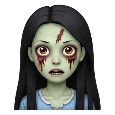 zombie girl with straight long hair and brown eyes sticker