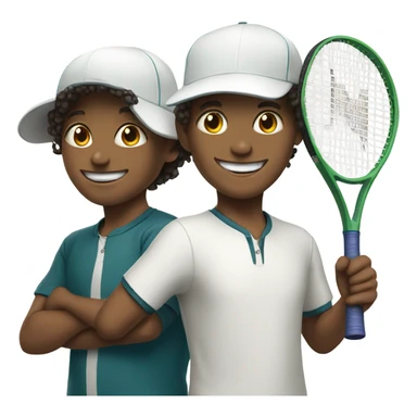 boys with smiles in hats with tennis rackets sticker