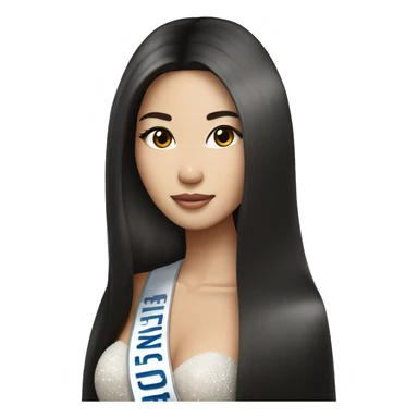 Miss universe Asian with long straight hair sticker