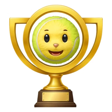 Tennis ball with trophy sticker