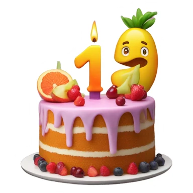 '10th' birthday candle on fruits cake sticker
