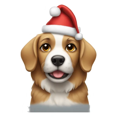 Dog with a Christmas hat and wings sticker