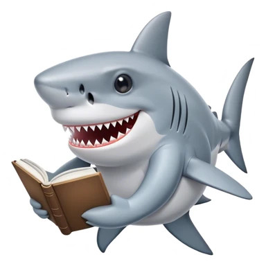 Shark holding a book sticker