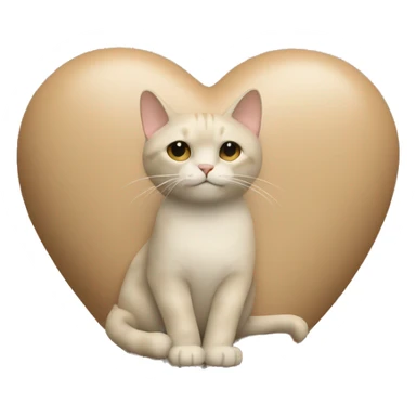 beige heart with a fold cat inside sticker