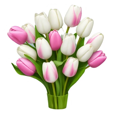 bouquet of fully white tulips and some fully pink tulips sticker