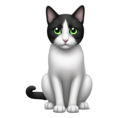 black and white cat with green eyes sticker