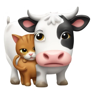 cat hugging a cow sticker